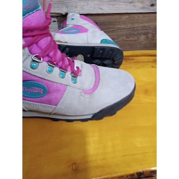 Vasque Hiking Boots Womens Size 6 Pink and Teal Suede 7404 Vintage - Picture 8 of 13